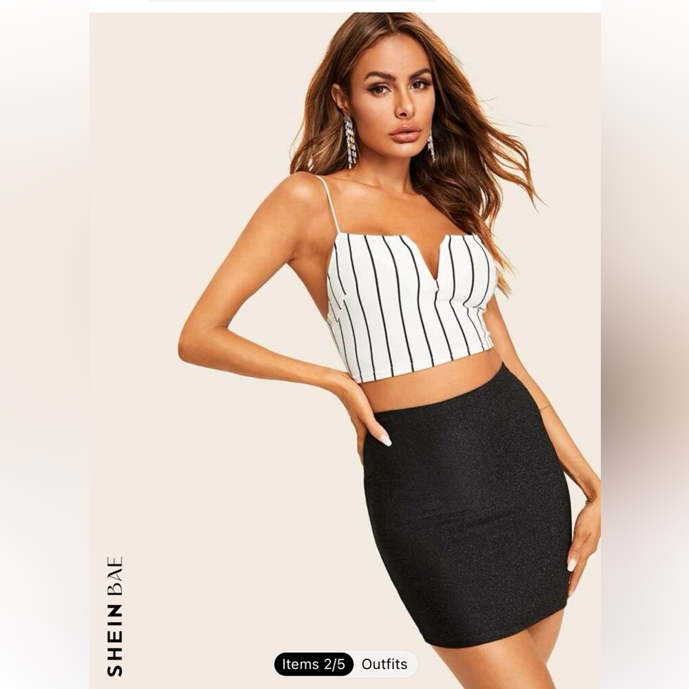 High Waist Glitter Bodycon Skirt